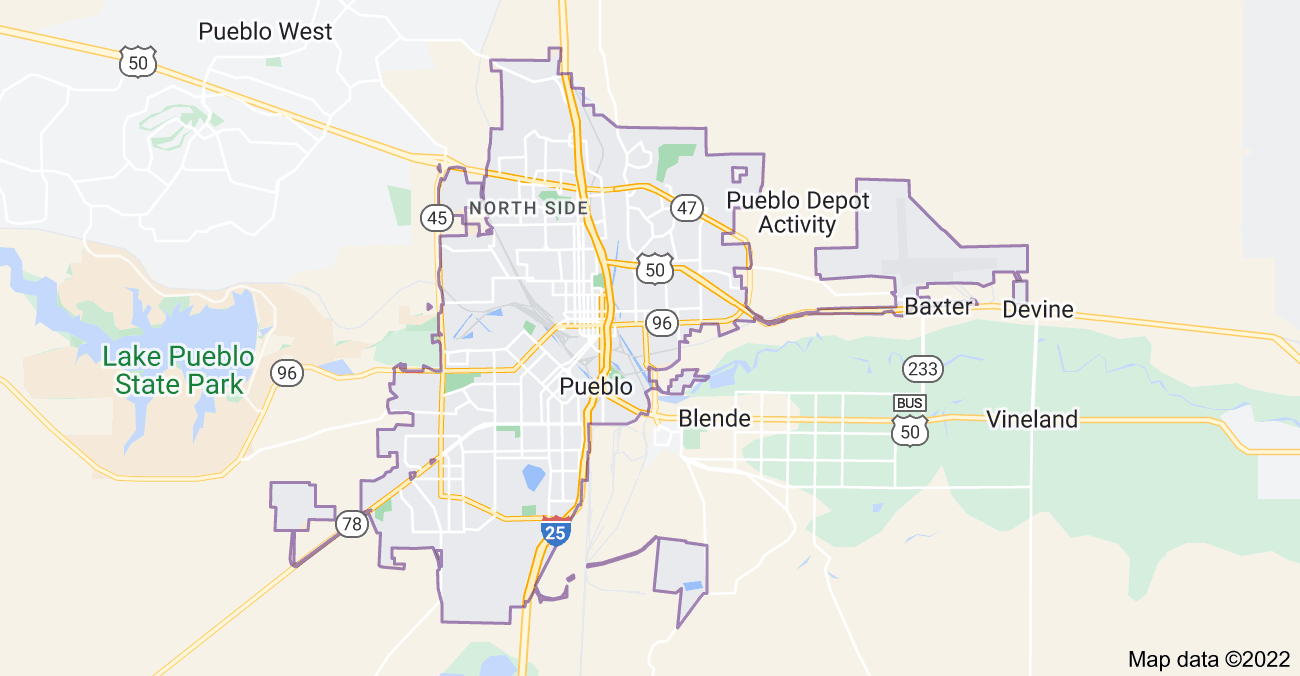 Map of Pueblo, CO