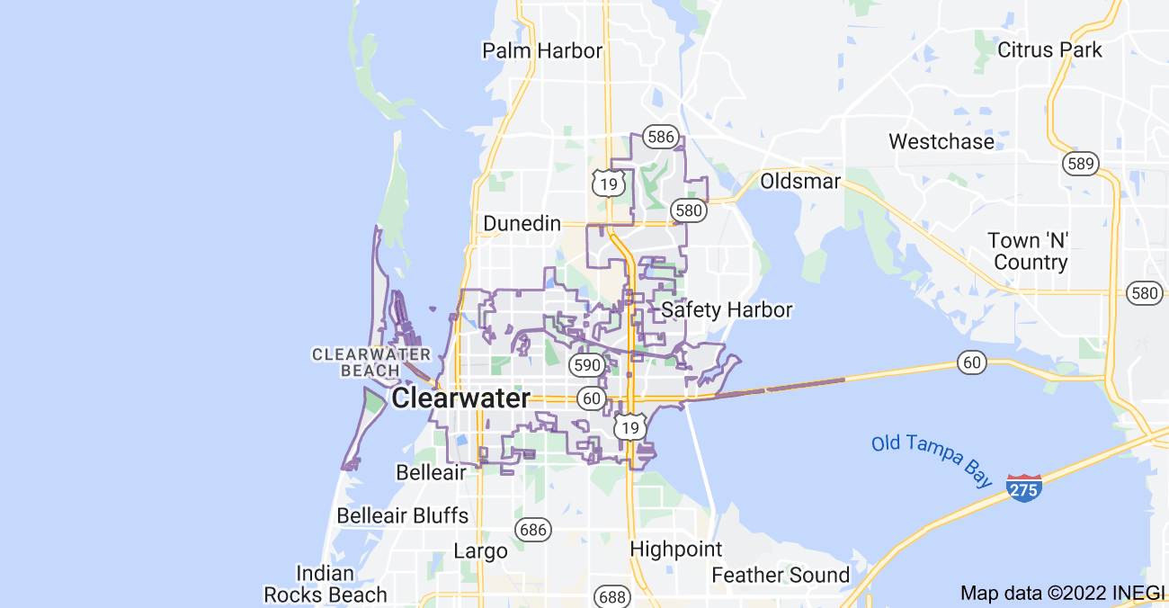 Map of Clearwater, FL