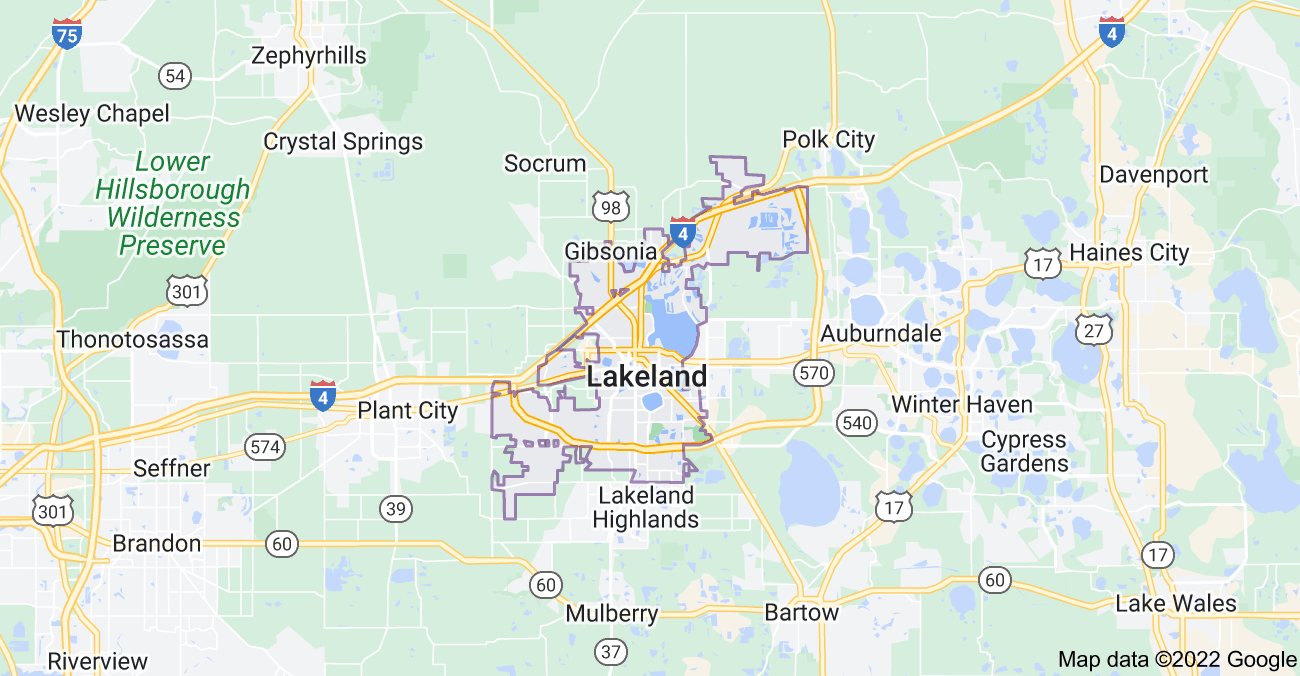 Map of Lakeland, FL