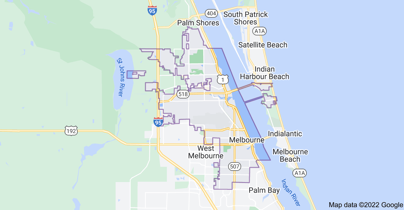 Map of Melbourne, FL
