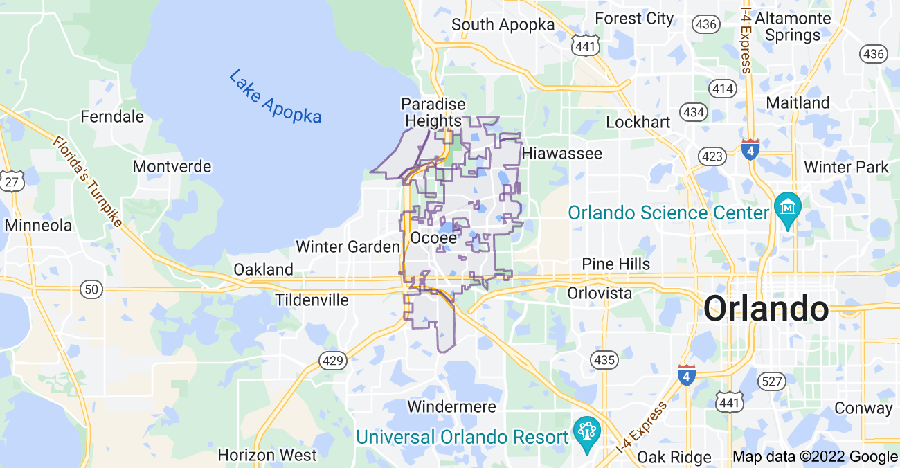 Map of Ocoee, FL