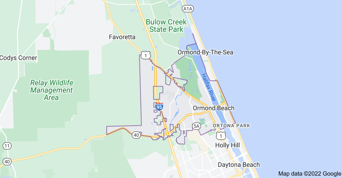 Map of Ormond Beach, FL