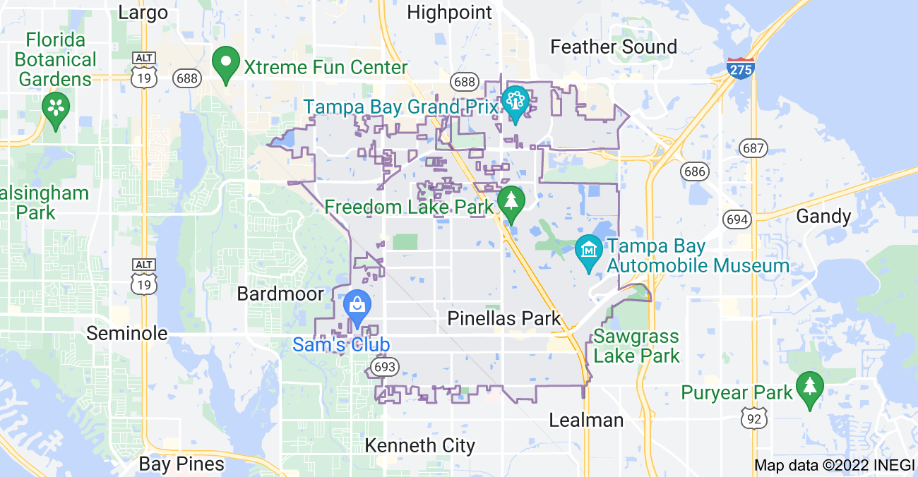 Map of Pinellas Park, FL