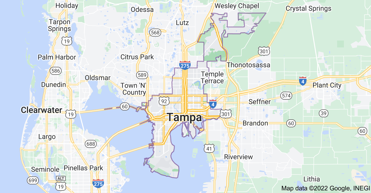 Map of Tampa, FL