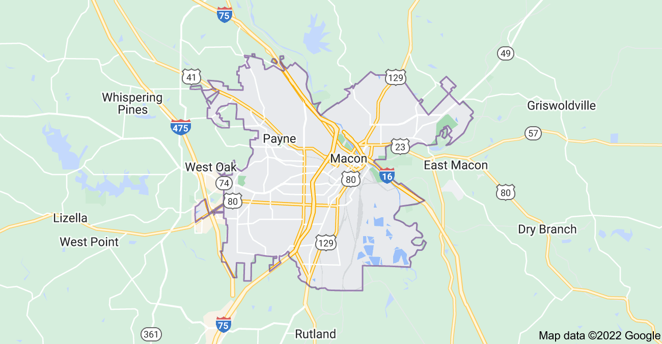 Map of Macon, GA