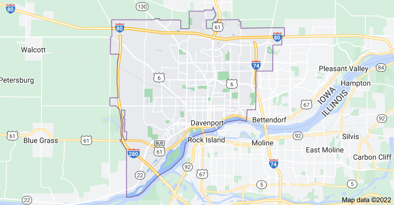 Map of Davenport, IA