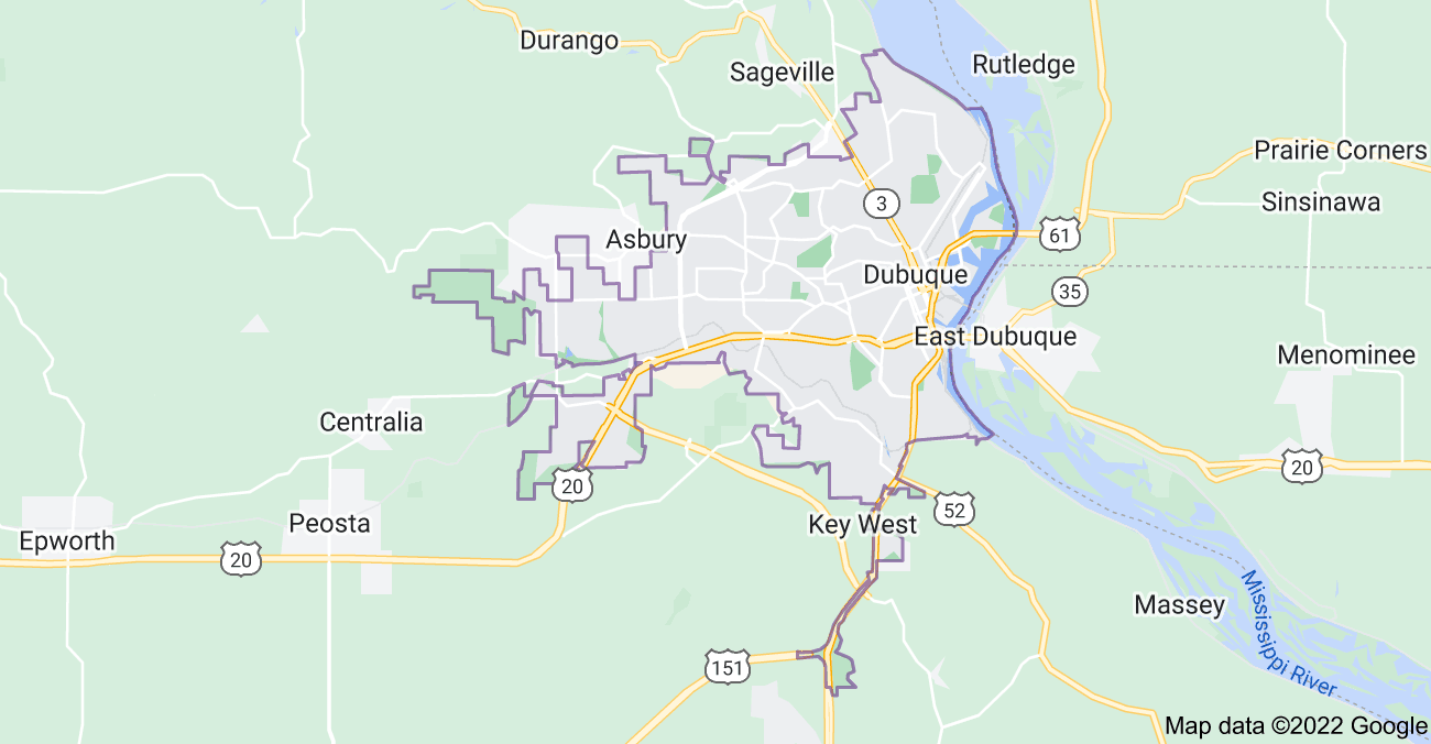Map of Dubuque, IA