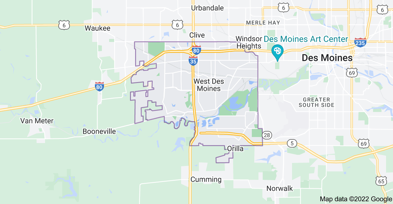 Map of West Des Moines, IA