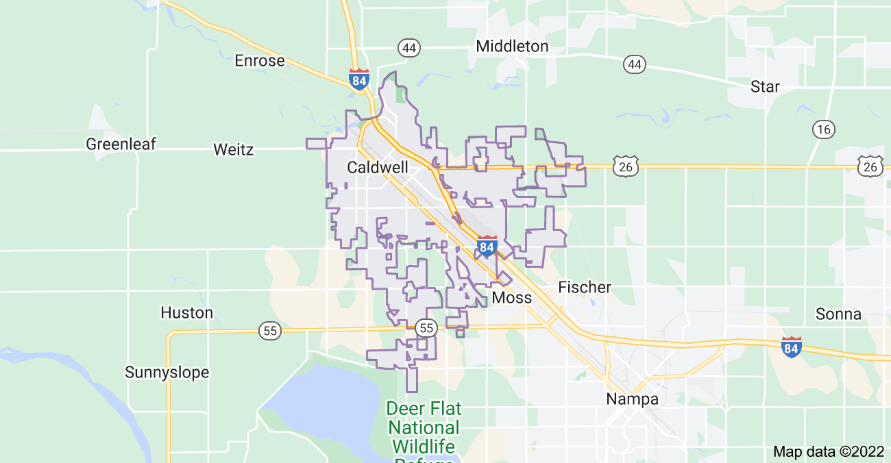 Map of Caldwell, ID