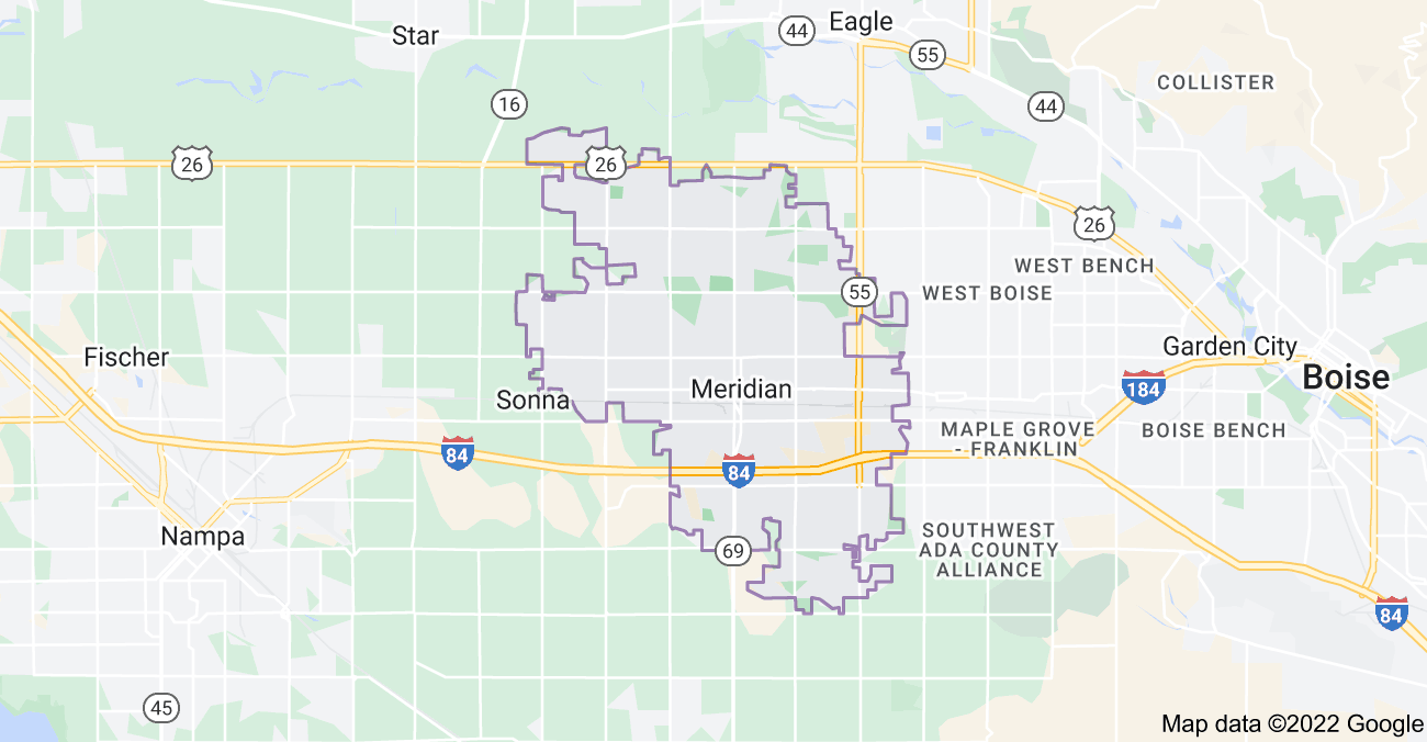 Map of Meridian, ID