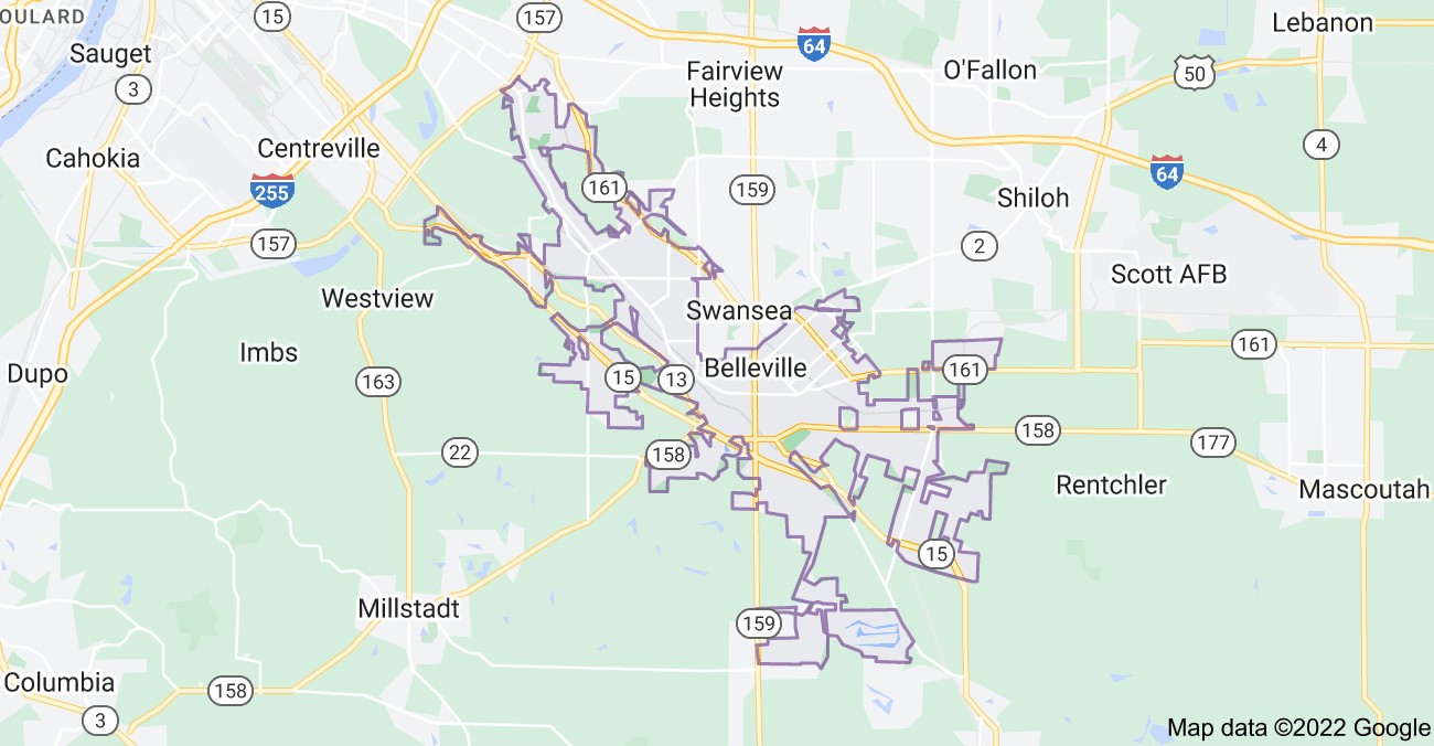 Map of Belleville, IL