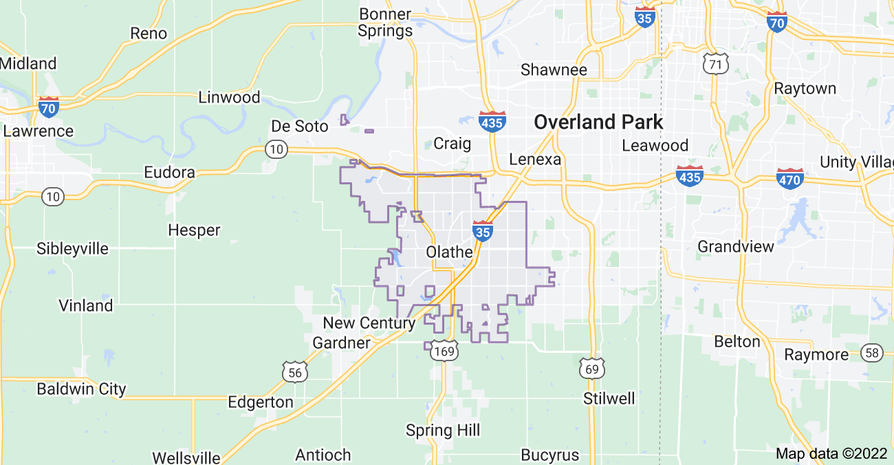 Map of Olathe, KS