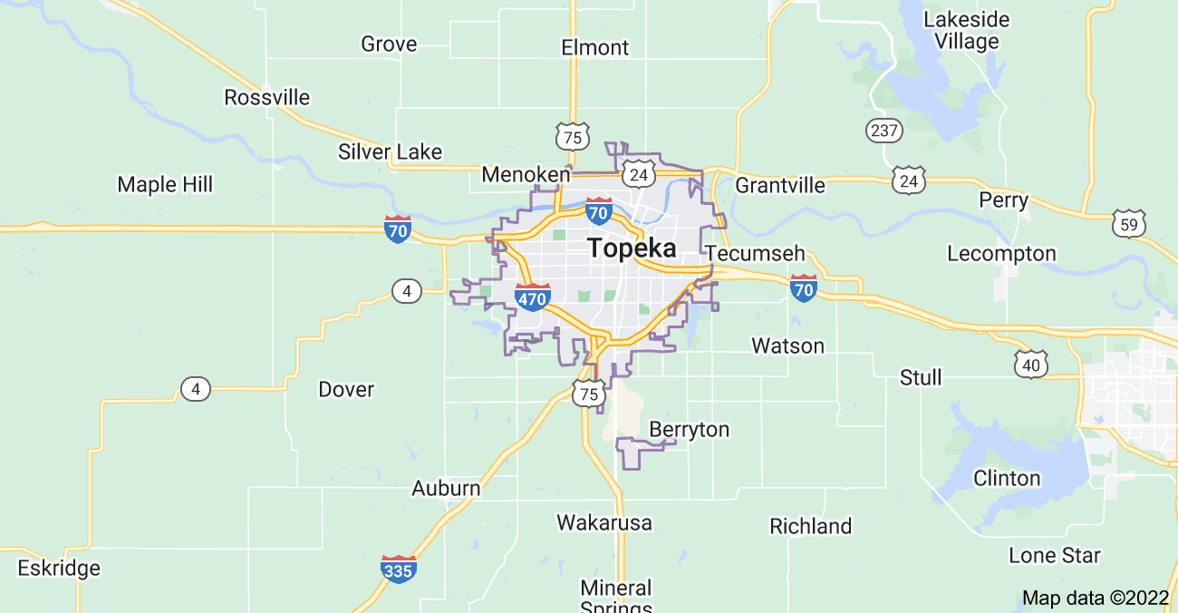 Map of Topeka, KS