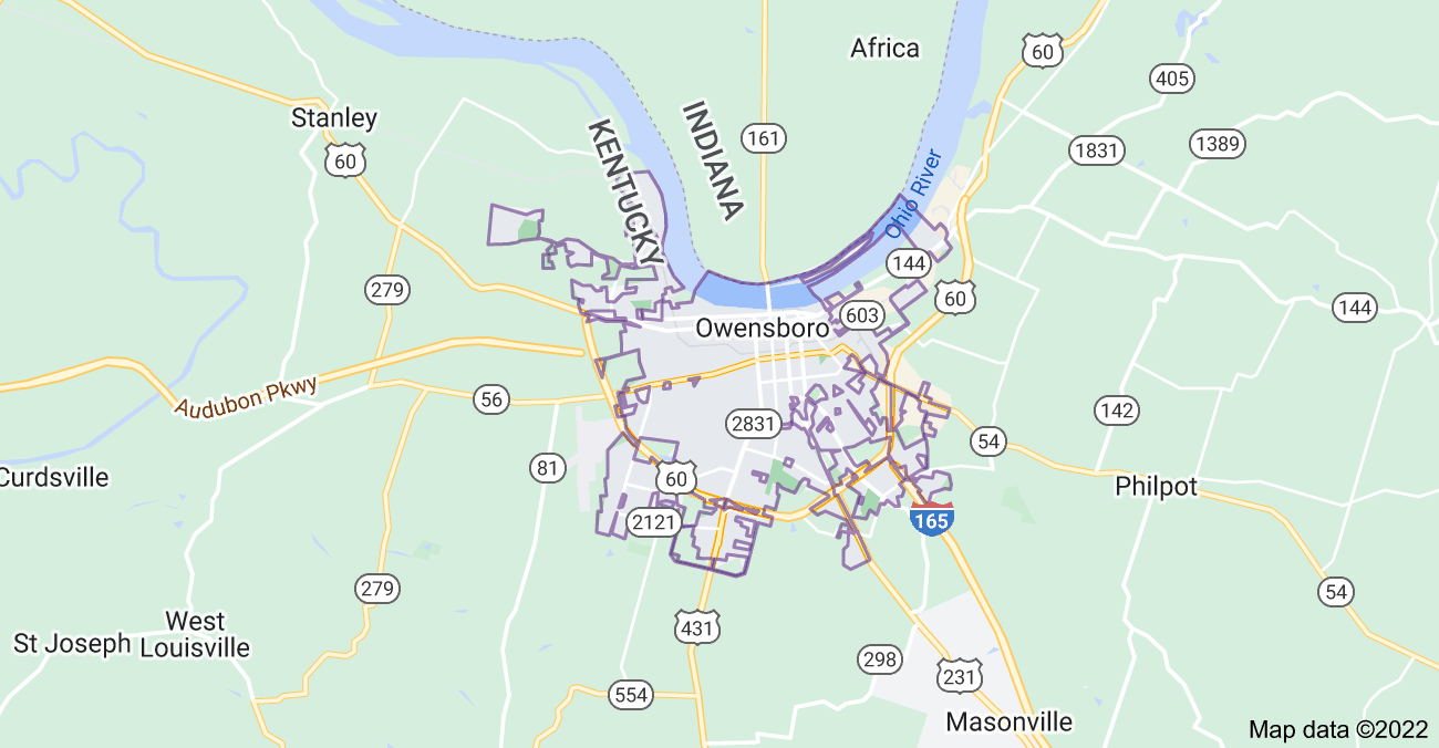 Map of Owensboro, KY