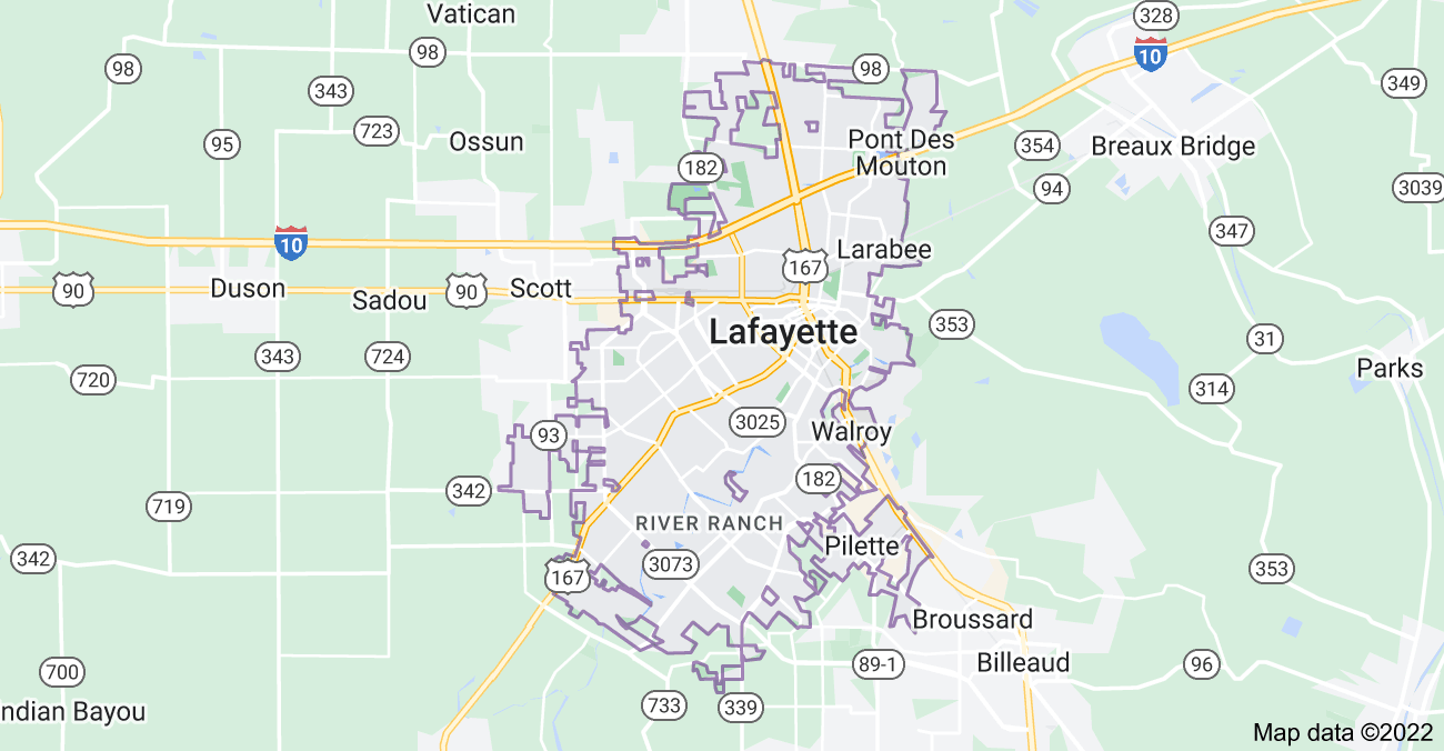 Map of Lafayette, LA