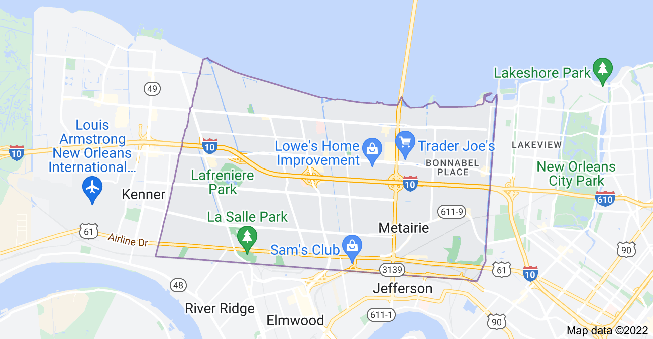 Map of Metairie, LA