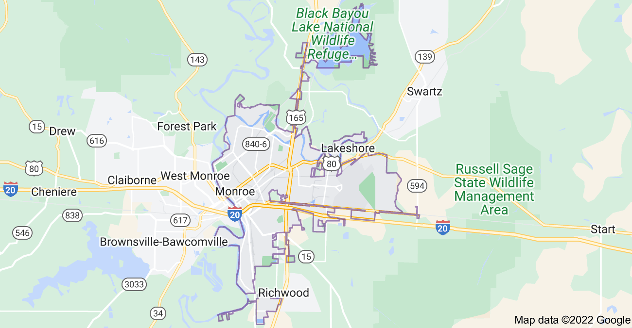 Map of Monroe, LA