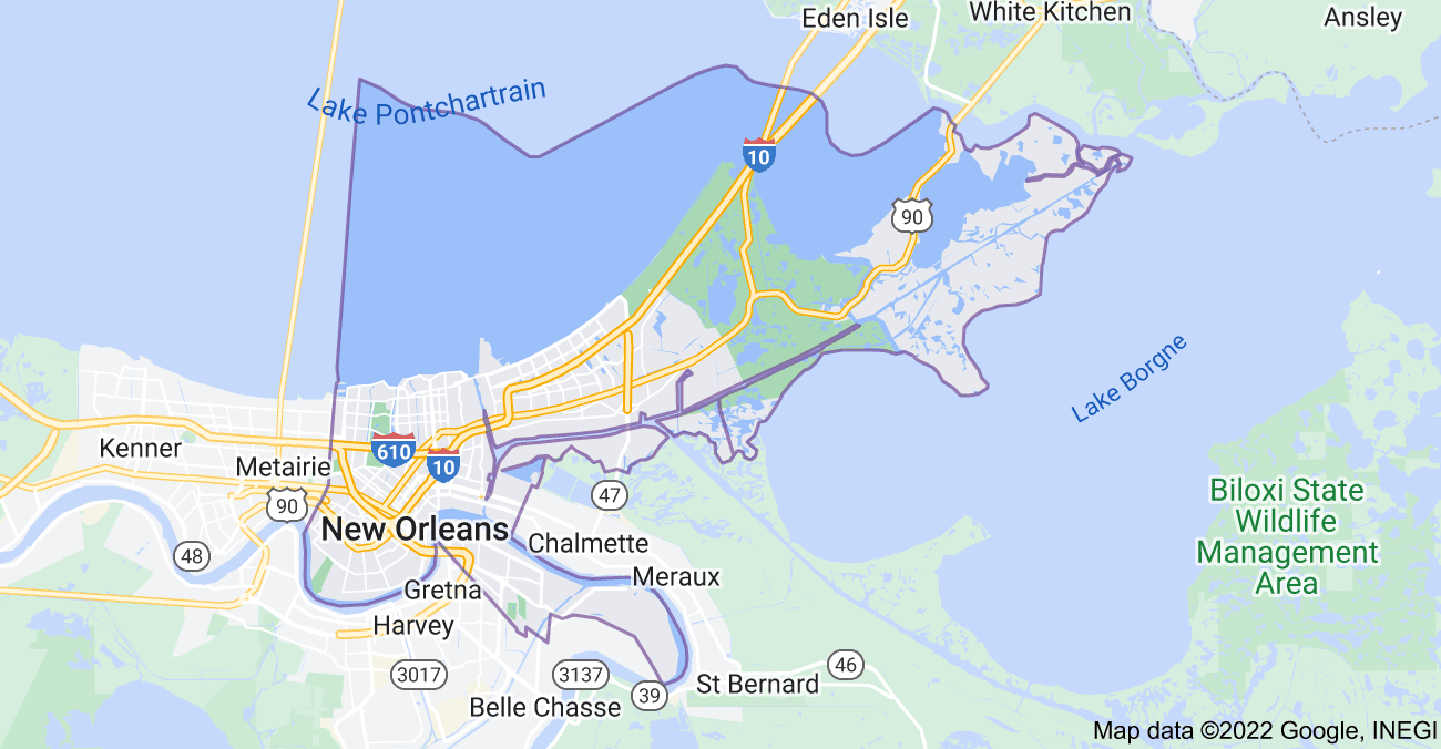 Map of New Orleans, LA