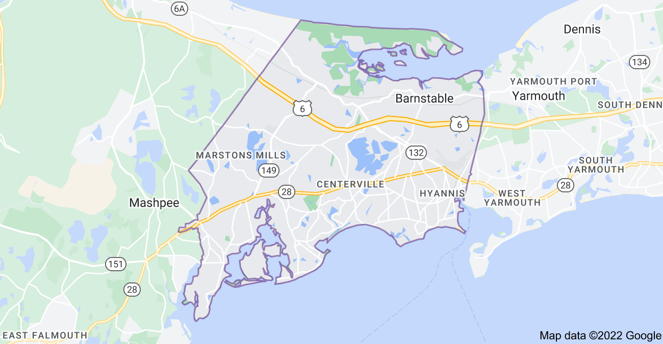 Map of Barnstable Town, MA