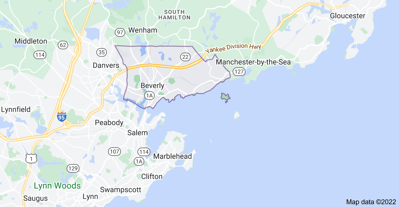 Map of Beverly, MA