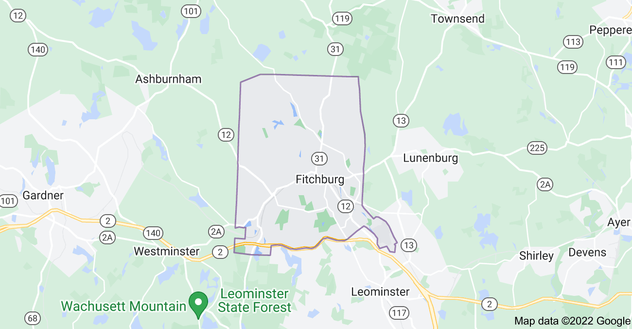 Map of Fitchburg, MA