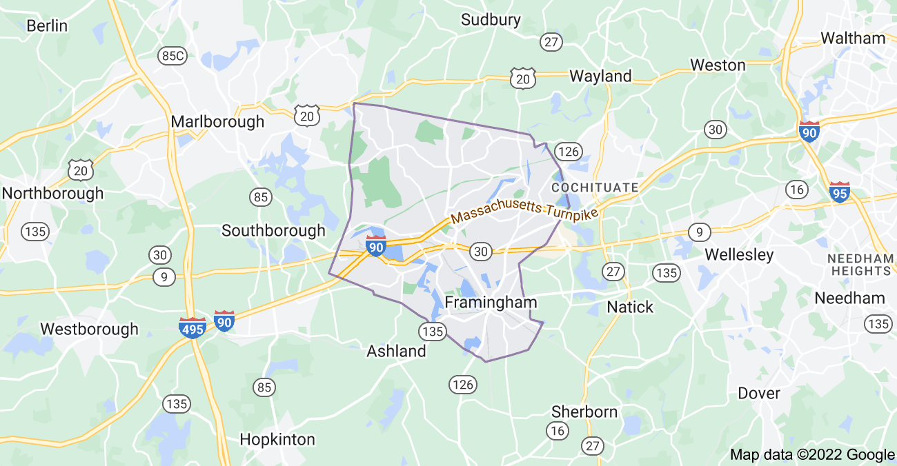 Map of Framingham, MA
