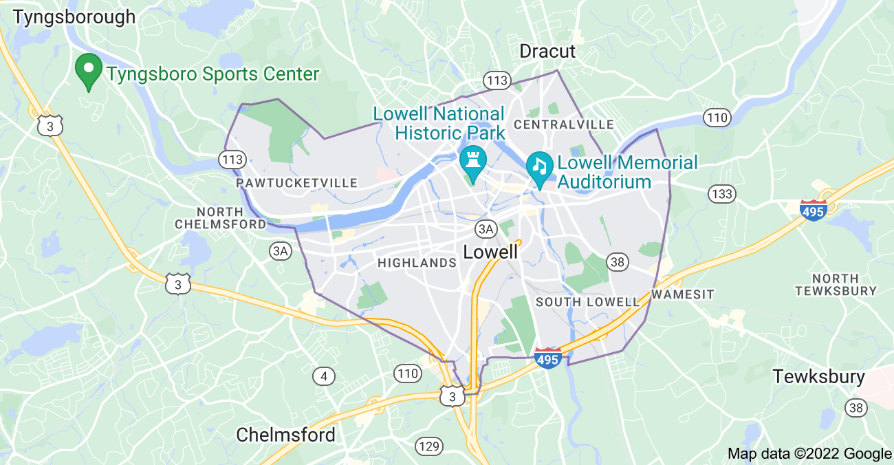 Map of Lowell, MA