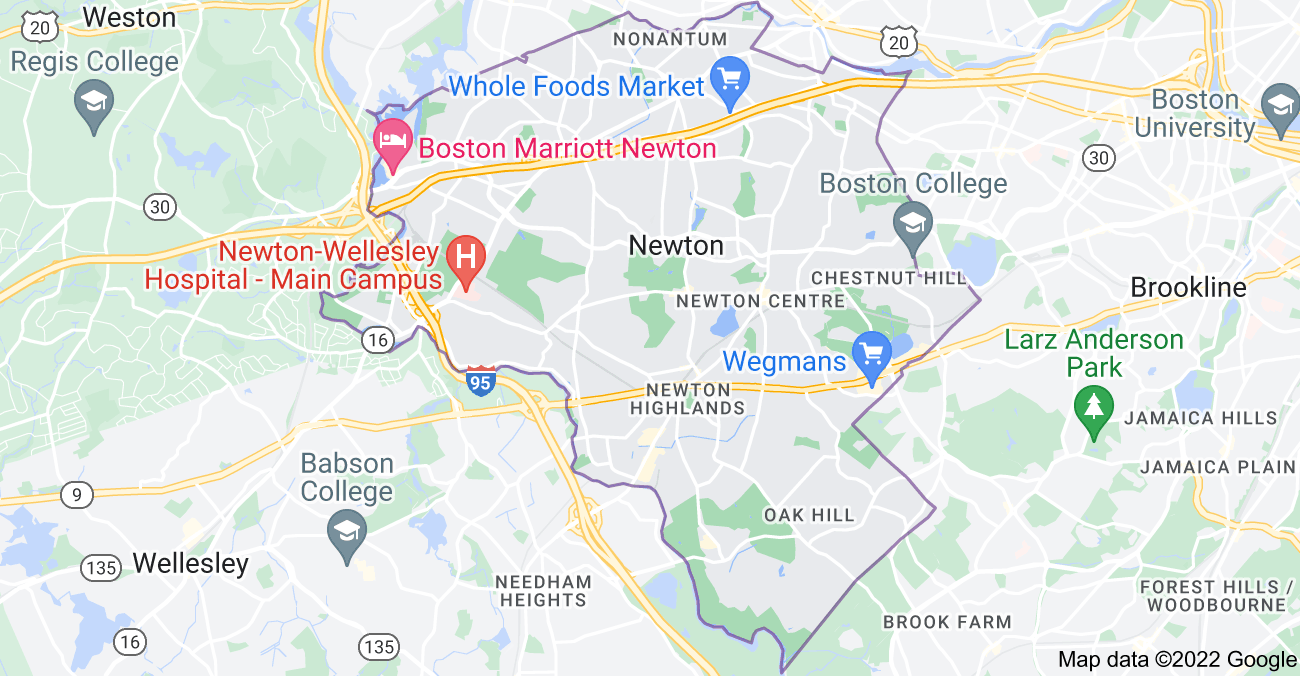 Map of Newton, MA