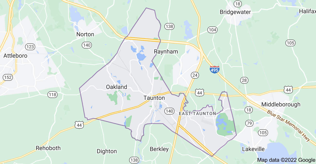 Map of Taunton, MA