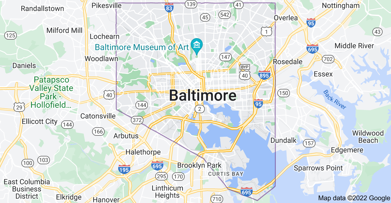 Map of Baltimore, MD