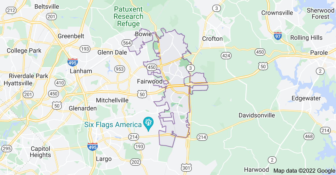Map of Bowie, MD