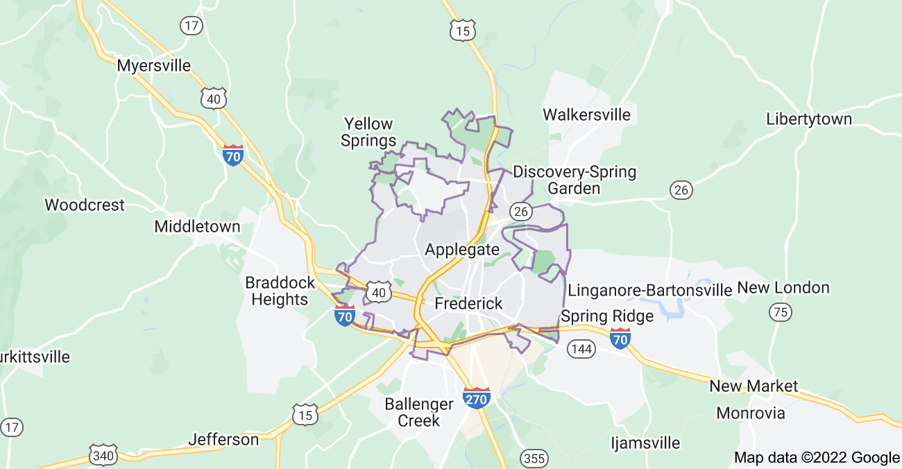 Map of Frederick, MD