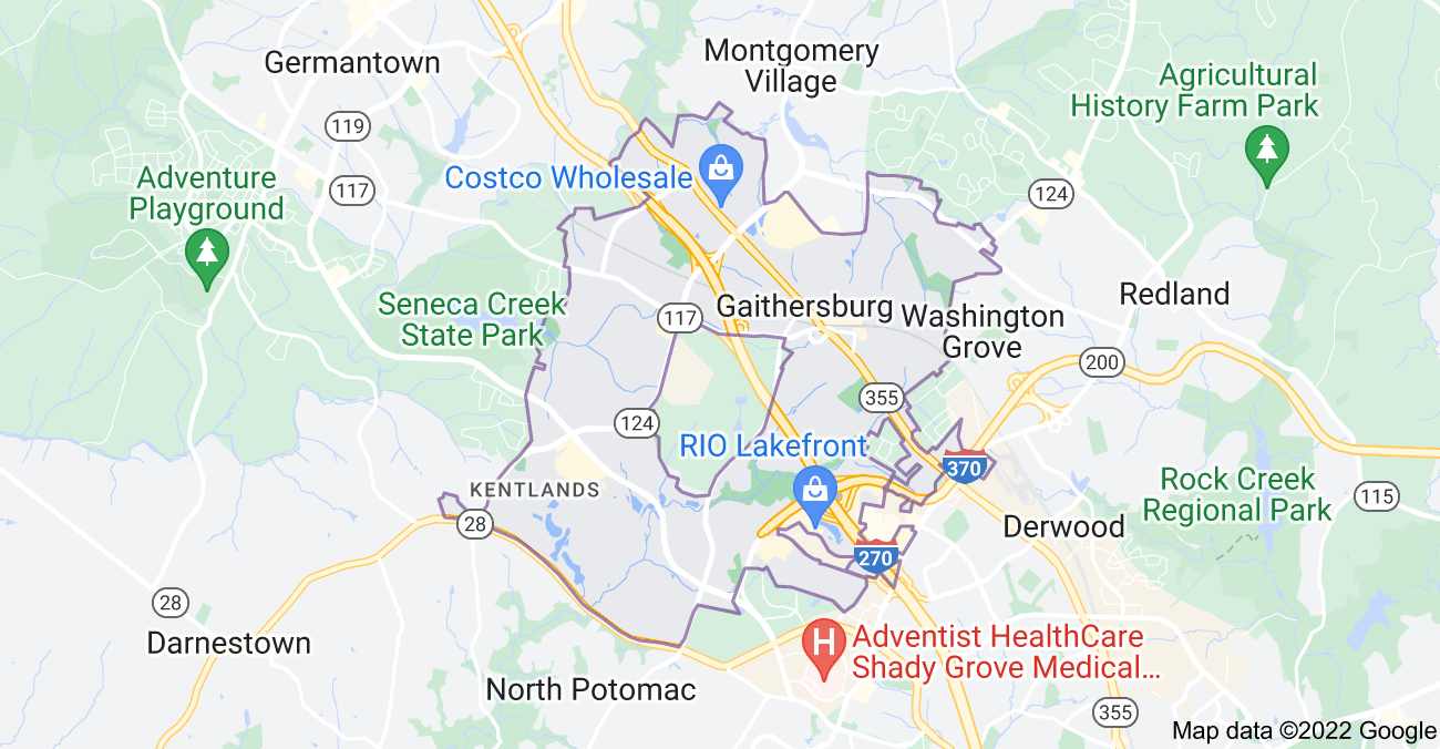 Map of Gaithersburg, MD
