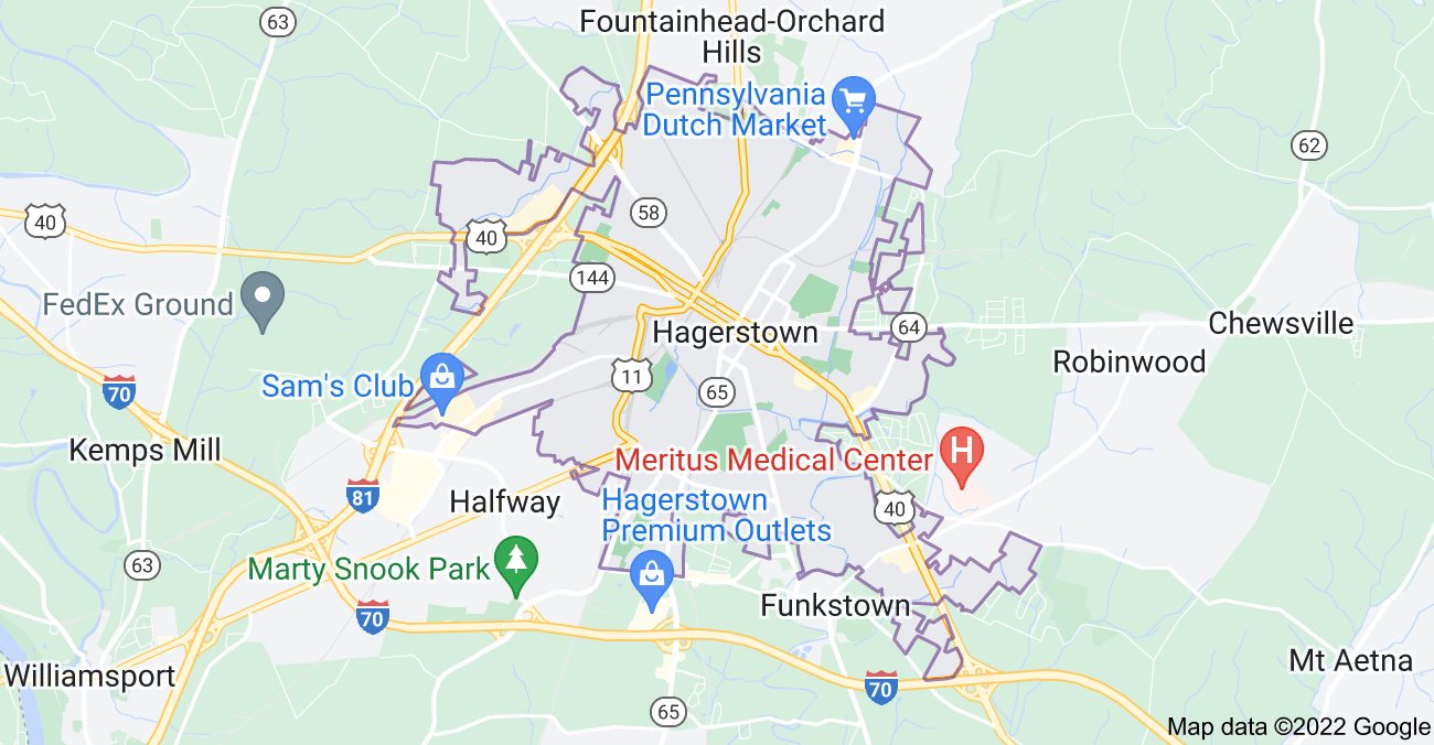 Map of Hagerstown, MD