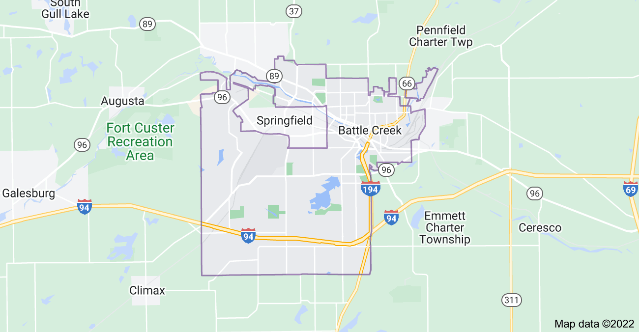 Map of Battle Creek, MI