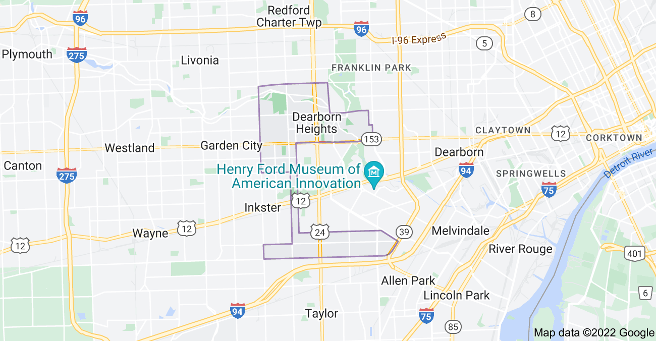 Map of Dearborn Heights, MI