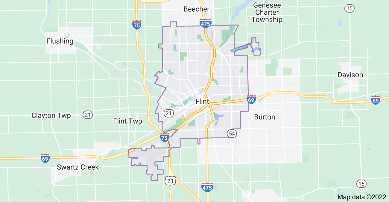 Map of Flint, MI