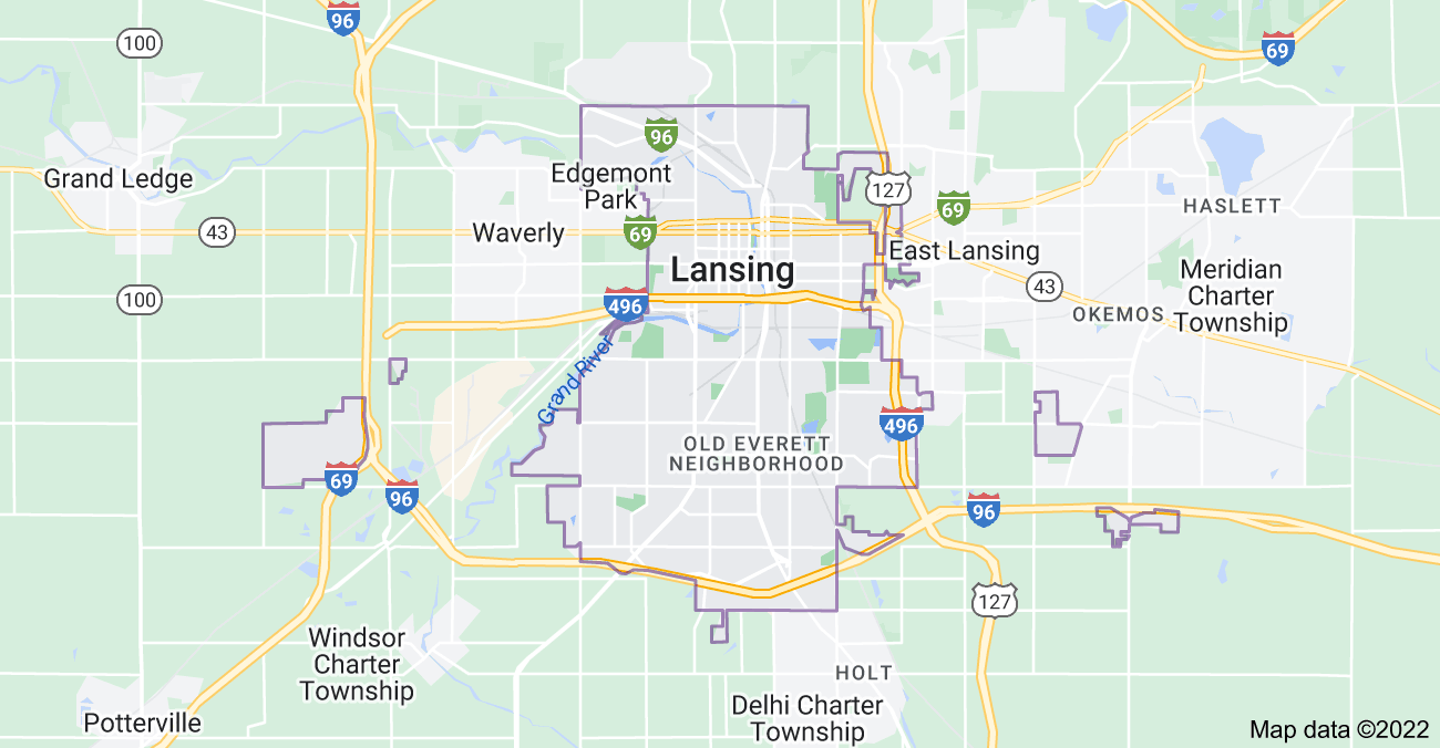 Map of Lansing, MI