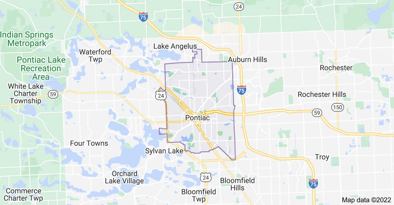 Map of Pontiac, MI
