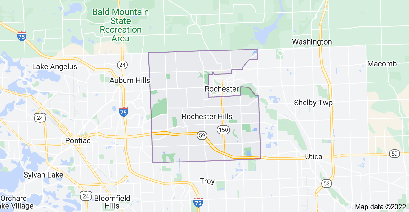 Map of Rochester Hills, MI
