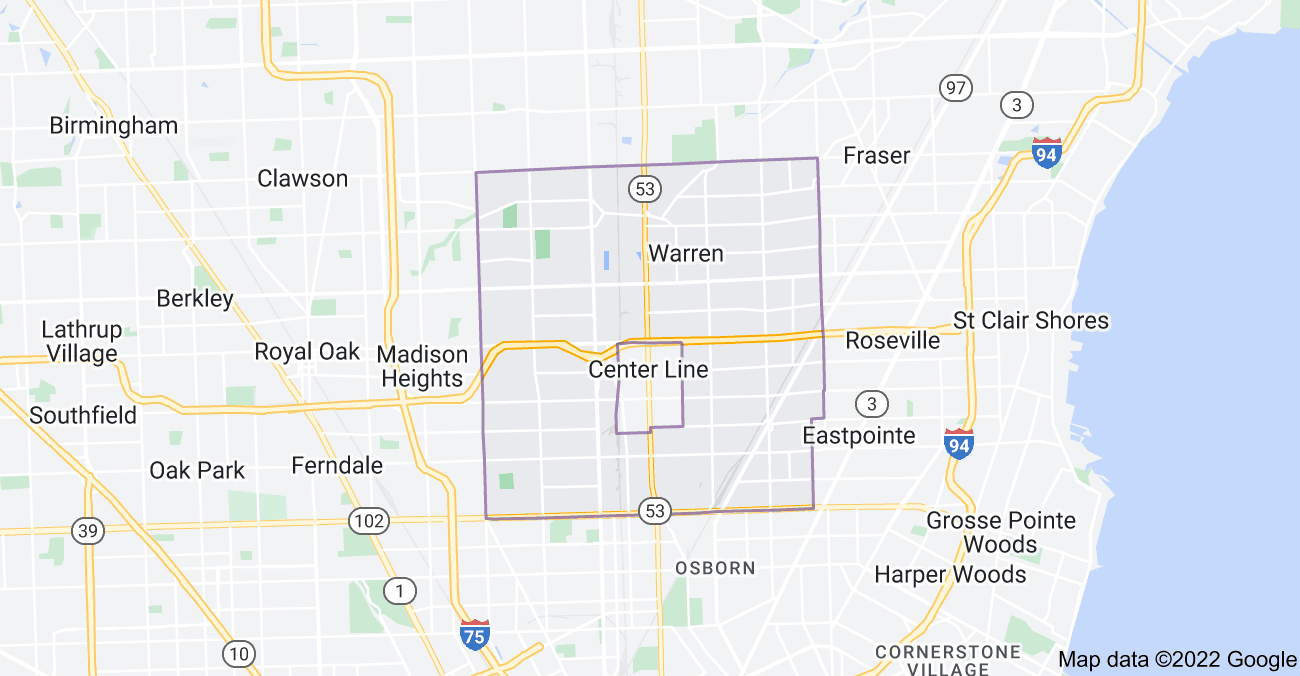 Map of Warren, MI