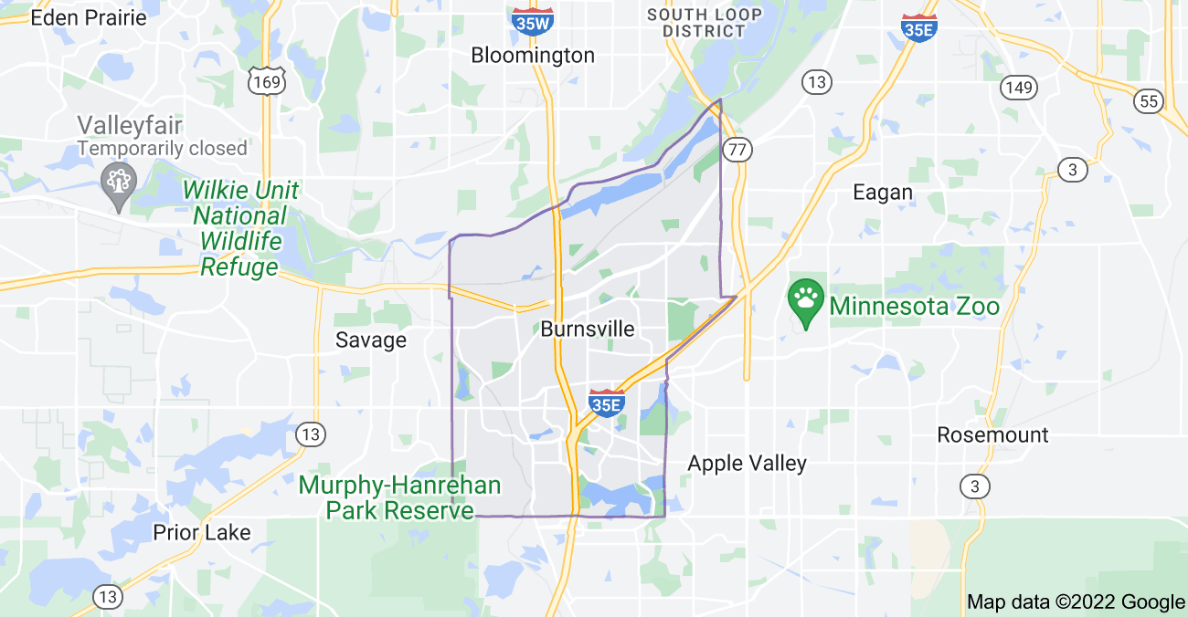 Map of Burnsville, MN