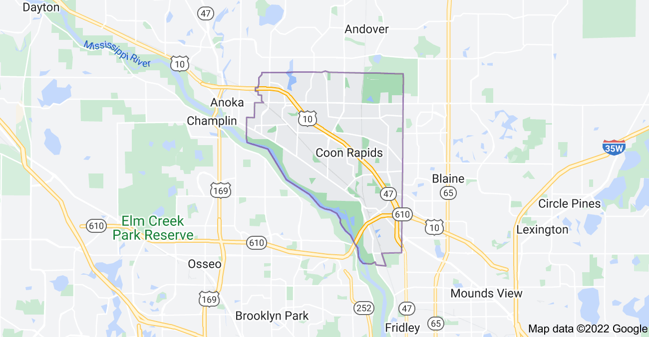 Map of Coon Rapids, MN