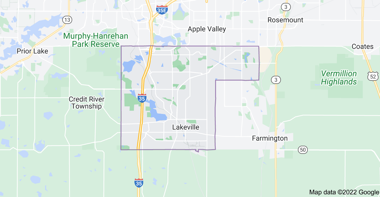 Map of Lakeville, MN