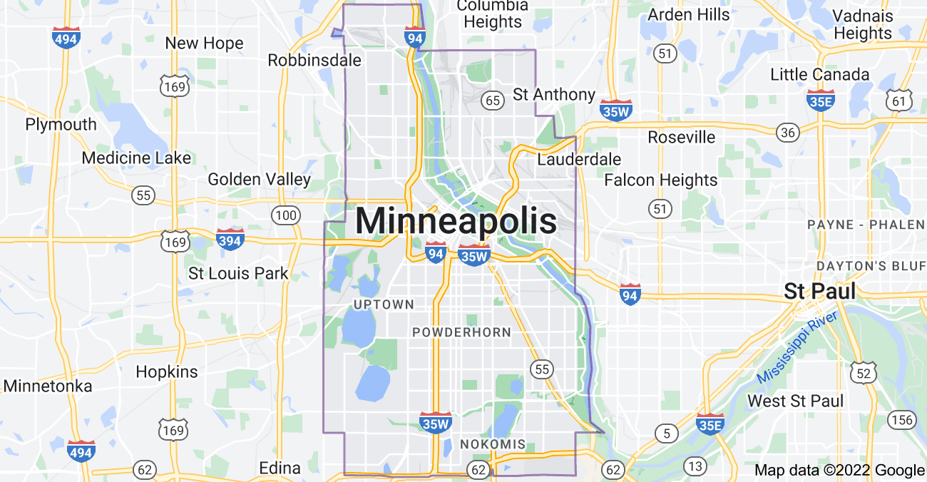 Map of Minneapolis, MN