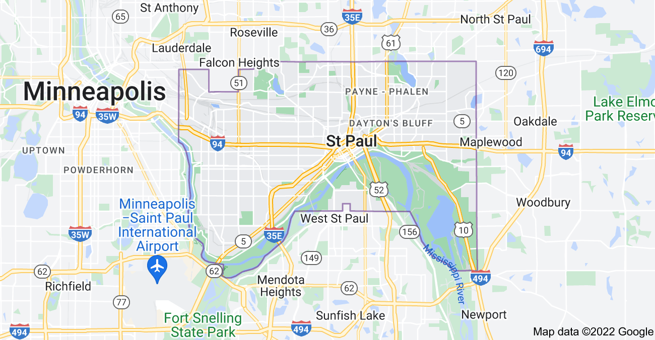 Map of St. Paul, MN