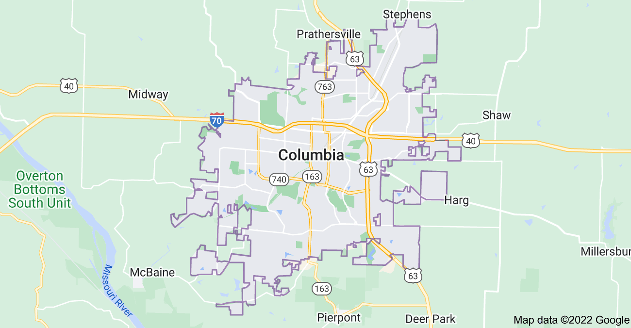 Map of Columbia, MO