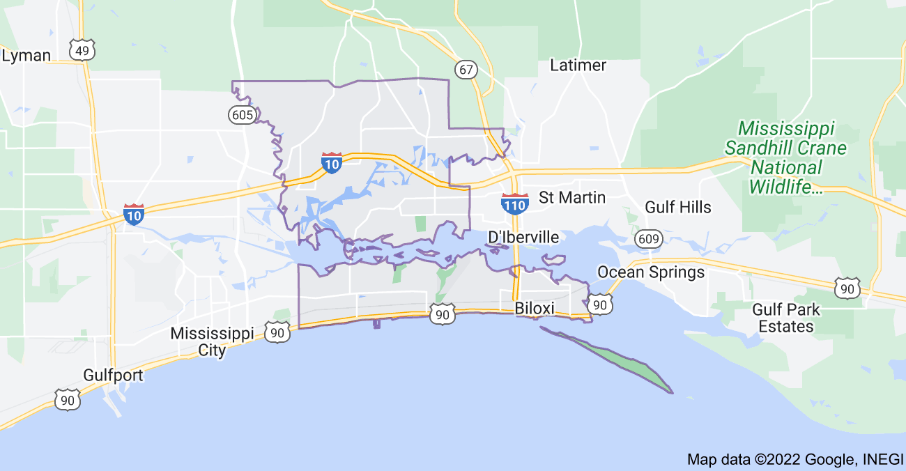 Map of Biloxi, MS