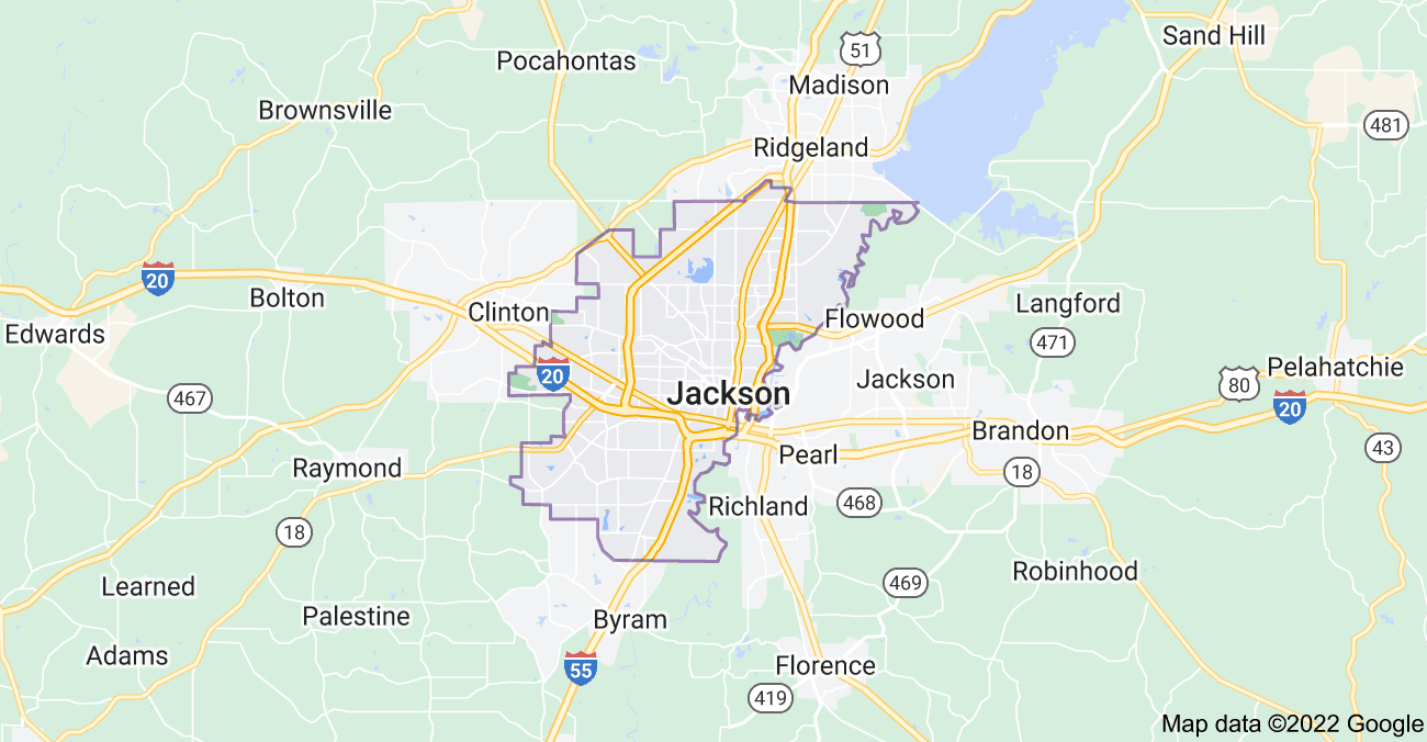 Map of Jackson, MS