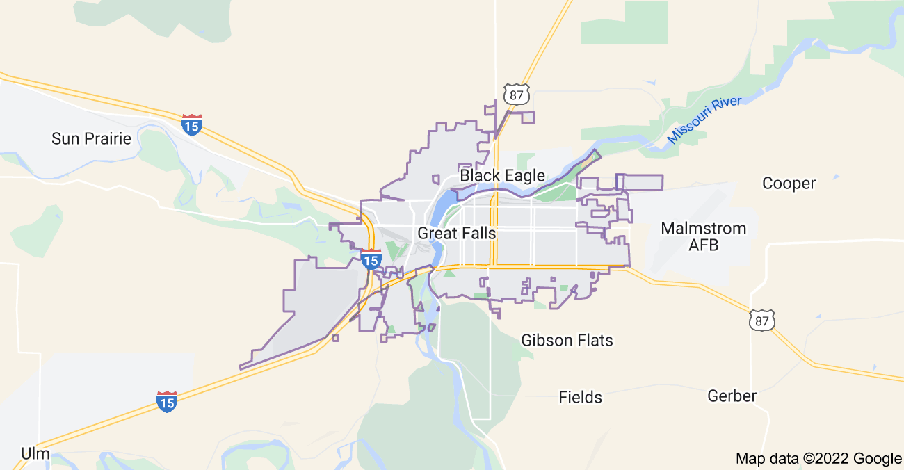 Map of Great Falls, MT